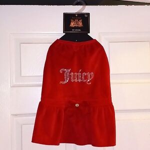 Dog dress Valentine's Day Juicy Couture Christmas Red with bling and bow. M/L